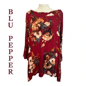 Blu Pepper flowy floral Burgundy top by Anthropology‎ size M NWT